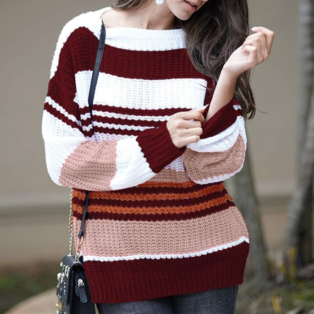 Women’s Stripe Color Block Short Sweater